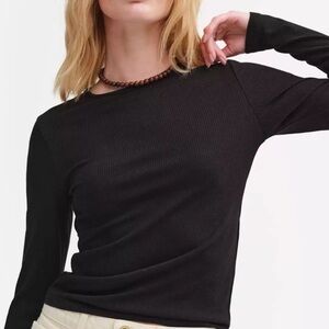 Mate the label tencel rib long sleeve crew neck